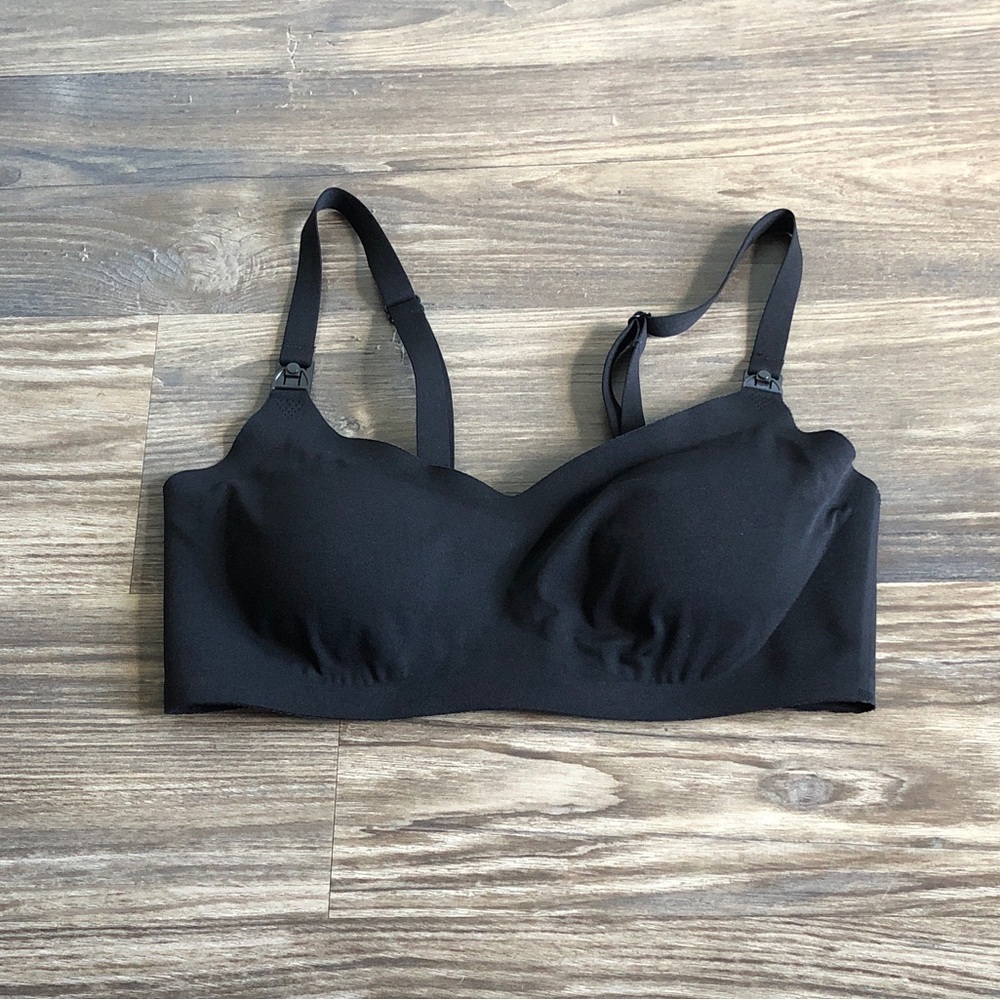 Kindred Bravely Snap Down Nursing Bralette Bra Black Small Stretch